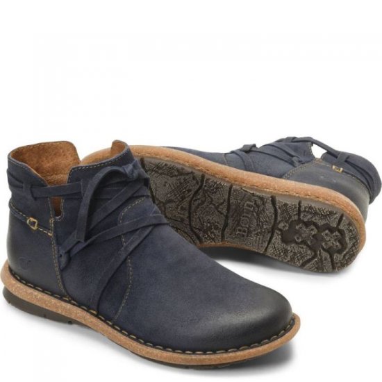 Born Shoes Canada | Women's Tarkiln Boots - Navy Blue Distressed (Blue) - Click Image to Close