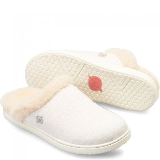Born Shoes Canada | Women's Zoe Clogs - Winter White Wool Combo (White) - Click Image to Close