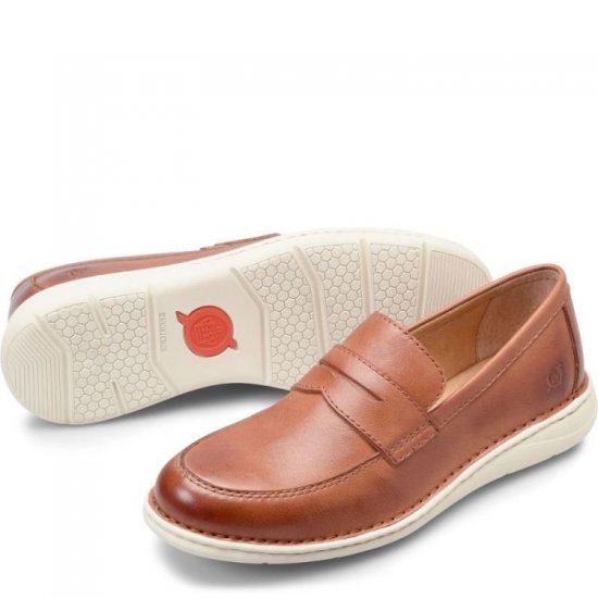 Born Shoes Canada | Men's Taylor Slip-Ons & Lace-Ups - Cognac (Brown) - Click Image to Close