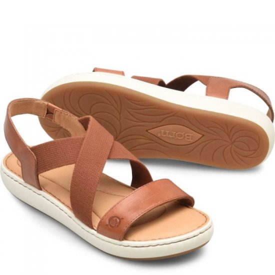 Born Shoes Canada | Women's Jayla Sandals - Cognac Brown Combo (Brown) - Click Image to Close