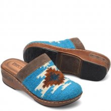 Born Shoes Canada | Women's Bandy Blanket Clogs - Turquoise Blanket Combo (Blue)