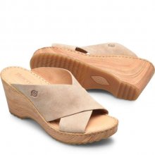 Born Shoes Canada | Women's Nora Sandals - Cream Visone Suede (Tan)