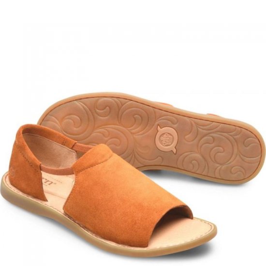 Born Shoes Canada | Women's Cove Modern Sandals - Cognac Suede (Brown) - Click Image to Close