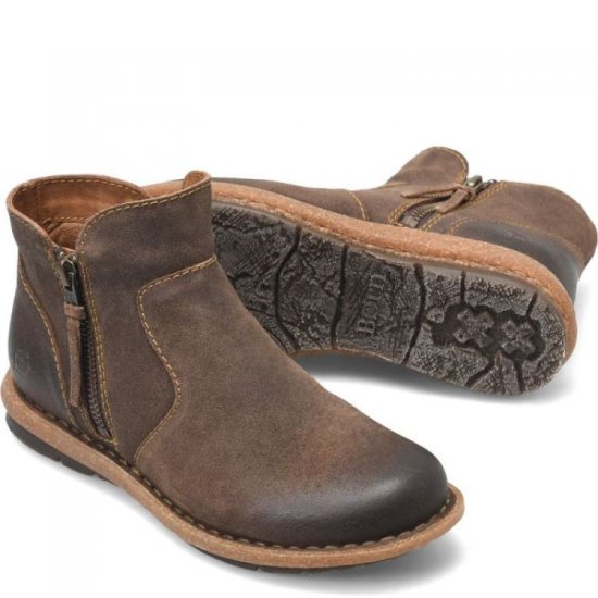 Born Shoes Canada | Women's Thia Boots - Taupe Avola Distressed (Tan) - Click Image to Close