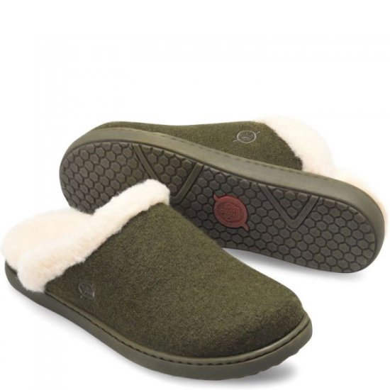 Born Shoes Canada | Women's Zoe Clogs - Dark Military Wool Combo (Green) - Click Image to Close