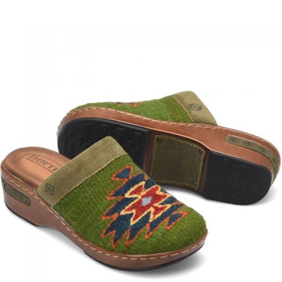 Born Shoes Canada | Women's Bandy Blanket Clogs - Green Blanket Combo (Green) - Click Image to Close