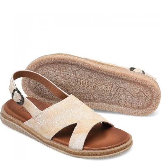 Born Shoes Canada | Women's Carah Sandals - Natural Sand Suede (Tan) - Click Image to Close