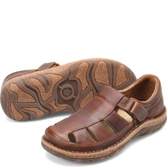 Born Shoes Canada | Men's Connor Sandals - Dark Chestnut (Brown) - Click Image to Close