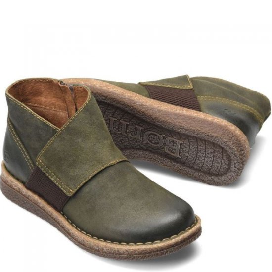 Born Shoes Canada | Women's Tora Boots - Olivio Distressed (Green) - Click Image to Close