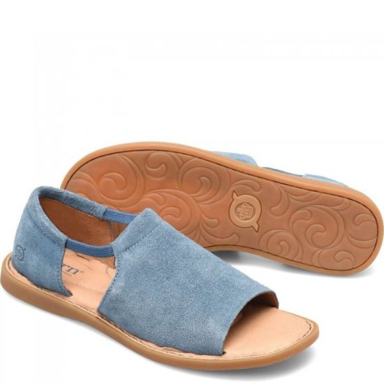 Born Shoes Canada | Women's Cove Modern Sandals - Jeans Suede (Blue) - Click Image to Close