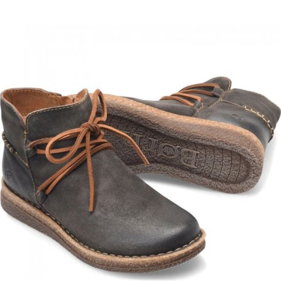 Born Shoes Canada | Women's Calyn Boots - Dark Grey Distressed (Grey) - Click Image to Close