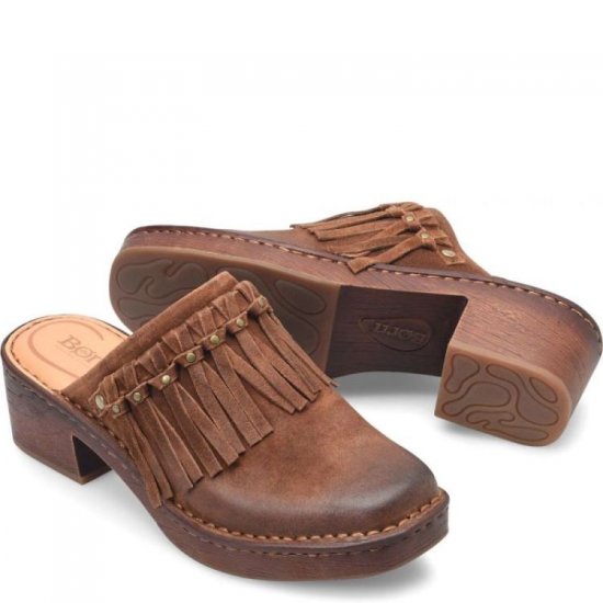 Born Shoes Canada | Women's Harmony Clogs - Glazed Ginger Distressed (Brown) - Click Image to Close