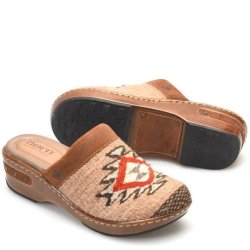 Born Shoes Canada | Women's Bandy Blanket Clogs - Glazed Ginger Blanket (Brown)