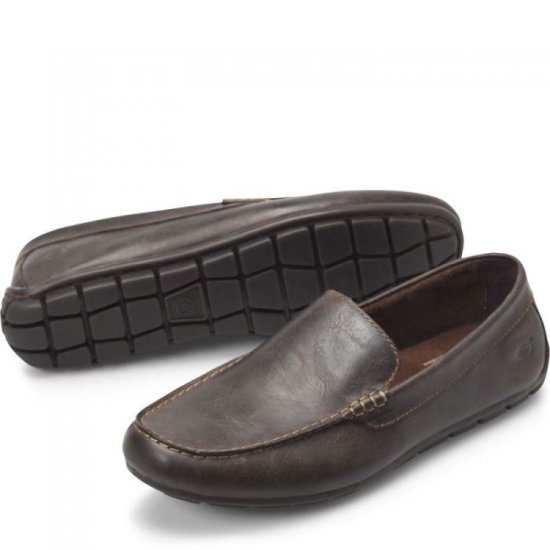 Born Shoes Canada | Men's Allan Slip-Ons & Lace-Ups - Dark Sea Lion (Brown) - Click Image to Close