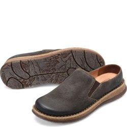 Born Shoes Canada | Men's Bryson Clog Slip-Ons & Lace-Ups - Dark Concrete Distressed (Gre