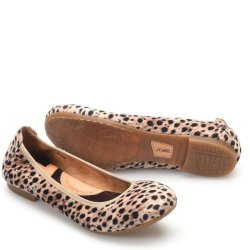 Born Shoes Canada | Women's Julianne Flats - Black Natural Leopard (Animal Print)