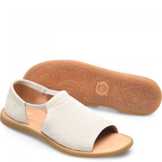 Born Shoes Canada | Women's Cove Modern Sandals - Cream Porcellana Suede (White) - Click Image to Close