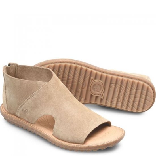 Born Shoes Canada | Women's Maren Sandals - Taupe Suede (Tan) - Click Image to Close