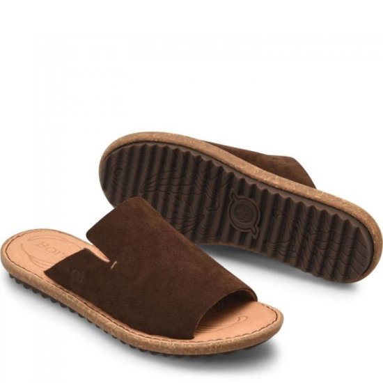 Born Shoes Canada | Women's Mesilla Sandals - Dark Castagno Suede (Brown) - Click Image to Close