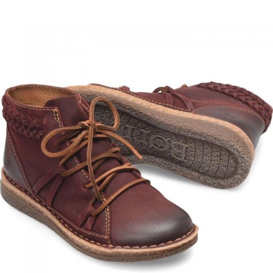 Born Shoes Canada | Women's Temple II Boots - Dark Brick Distressed (Red) - Click Image to Close
