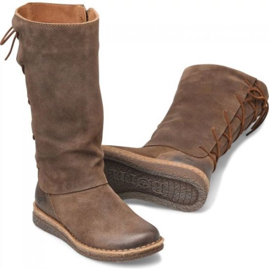 Born Shoes Canada | Women's Sable Boots - Taupe Avola Distressed (Tan) - Click Image to Close