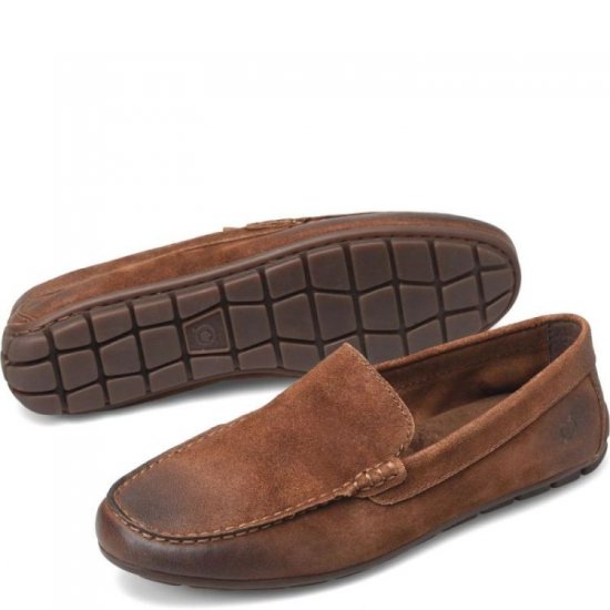 Born Shoes Canada | Men's Allan Slip-Ons & Lace-Ups - Rust Tobacco Distressed (Brown) - Click Image to Close