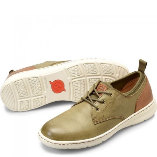 Born Shoes Canada | Men's Marcus Slip-Ons & Lace-Ups - Olive Brown Terra Combo (Green) - Click Image to Close