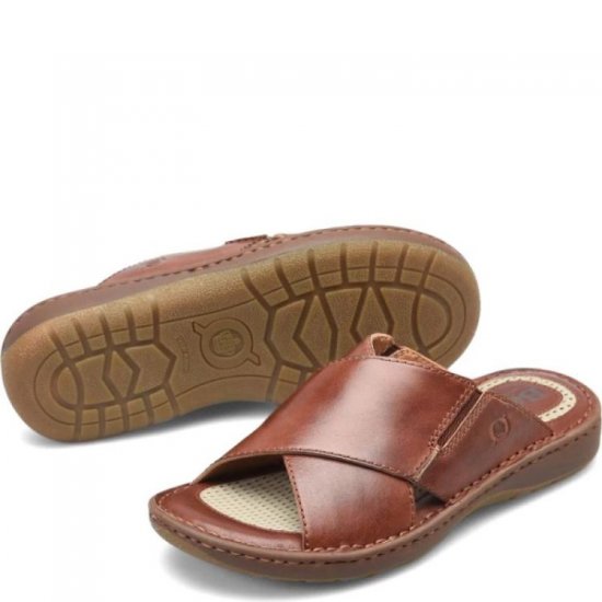 Born Shoes Canada | Men's Marco Sandals - Dark Tan Bourbon (Brown) - Click Image to Close