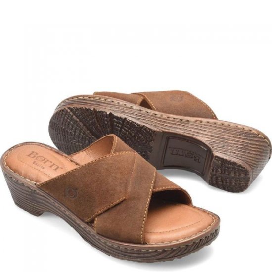Born Shoes Canada | Women's Teayo Basic Sandals - Glazed Ginger Distressed (Brown) - Click Image to Close