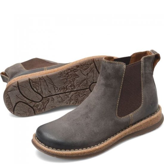 Born Shoes Canada | Men's Brody Boots - Dark Concrete Distressed (Grey) - Click Image to Close