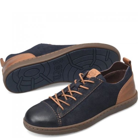 Born Shoes Canada | Men's Allegheny Luxe Sneakers - Dark Blue Distress Combo (Blue) - Click Image to Close