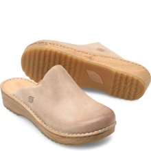 Born Shoes Canada | Women's Andy Clogs - Cream Visone Distressed (Tan)