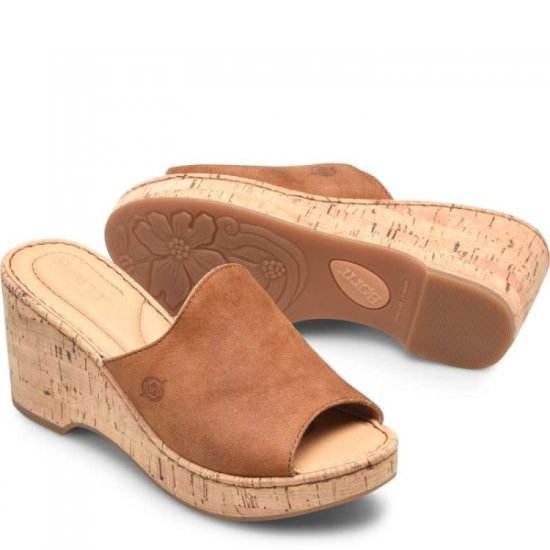 Born Shoes Canada | Women's Lilah Sandals - Tan Camel Distressed (Tan) - Click Image to Close