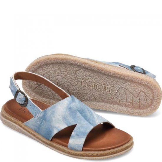 Born Shoes Canada | Women's Carah Sandals - Star Light Blue Suede (Multicolor) - Click Image to Close