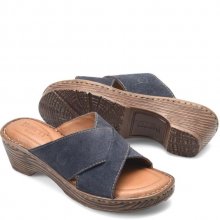 Born Shoes Canada | Women's Teayo Basic Sandals - Navy Indigo Distressed (Blue)