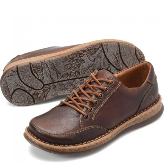 Born Shoes Canada | Men's Bronson Slip-Ons & Lace-Ups - Dark Chestnut (Brown) - Click Image to Close