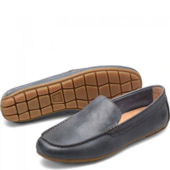 Born Shoes Canada | Men's Allan Slip-Ons & Lace-Ups - Navy Oceano (Blue) - Click Image to Close
