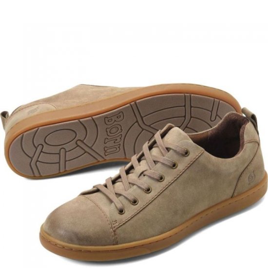 Born Shoes Canada | Men's Allegheny Slip-Ons & Lace-Ups - Taupe Calicante Suede (Tan) - Click Image to Close