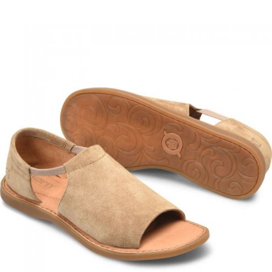 Born Shoes Canada | Women's Cove Modern Sandals - Taupe Suede (Tan) - Click Image to Close
