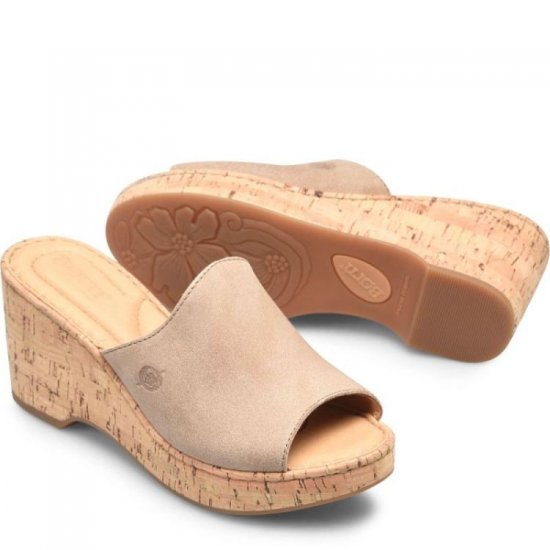 Born Shoes Canada | Women's Lilah Sandals - Cream Visone Distressed (Tan) - Click Image to Close
