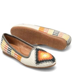 Born Shoes Canada | Women's Giselle Flats - White Cotton Fabric (Multicolor)