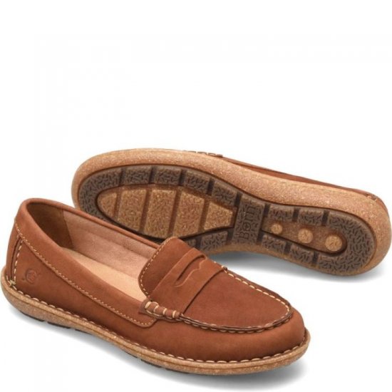 Born Shoes Canada | Women's Nerina Slip-Ons & Lace-Ups - Maple Leaf Nubuck (Tan) - Click Image to Close