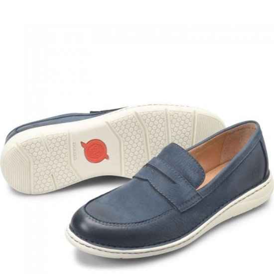 Born Shoes Canada | Men's Taylor Slip-Ons & Lace-Ups - Navy Blue Night Nubuck (Blue) - Click Image to Close