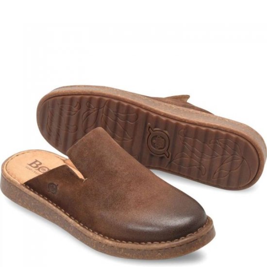 Born Shoes Canada | Women's Selina Clogs - Rust Tobacco Distressed (Brown) - Click Image to Close