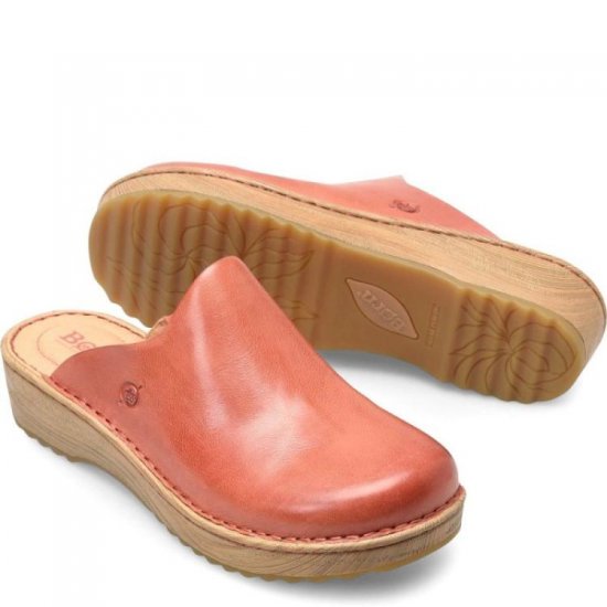 Born Shoes Canada | Women's Andy Clogs - Rust Cayenne (Red) - Click Image to Close