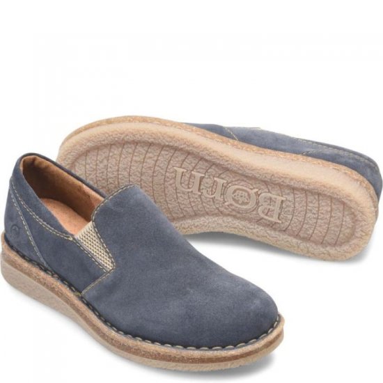 Born Shoes Canada | Women's Palma Slip-Ons & Lace-Ups - Dark Jeans Suede (Blue) - Click Image to Close