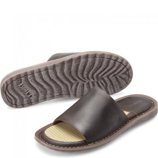 Born Shoes Canada | Men's Leeward Basic Sandals - Dark Castano (Brown) - Click Image to Close