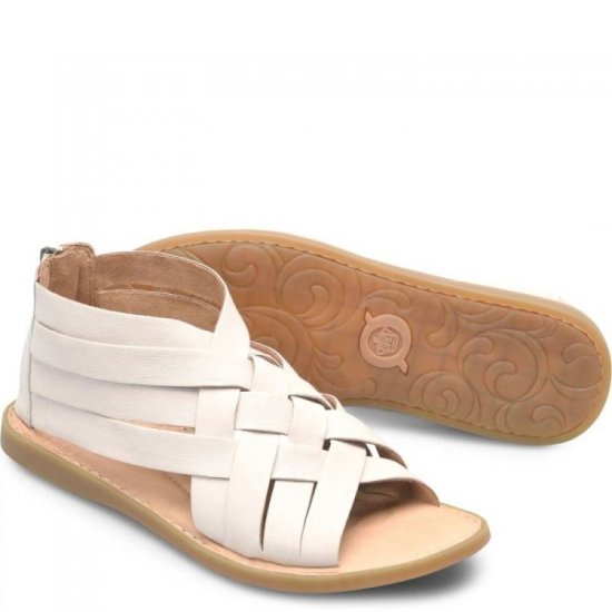 Born Shoes Canada | Women's Iwa Woven Sandals - Ecru (White) - Click Image to Close