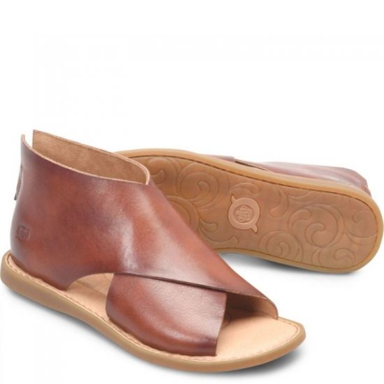 Born Shoes Canada | Women's Iwa Sandals - Dark Tan Bourbon (Brown) - Click Image to Close