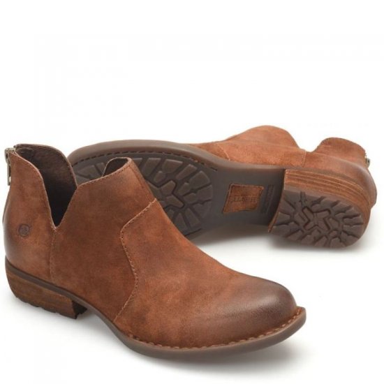 Born Shoes Canada | Women's Kerri Boots - Rust Tobacco Distressed (Brown) - Click Image to Close